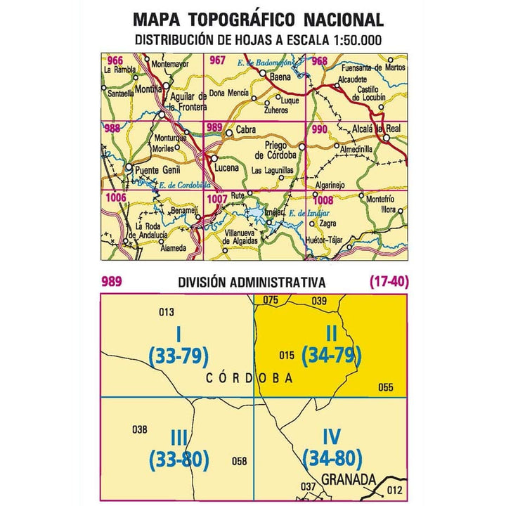 Carte topographique de l'Espagne n° 0989.2 - Priego de Córdoba | CNIG - 1/25 000 carte pliée CNIG 