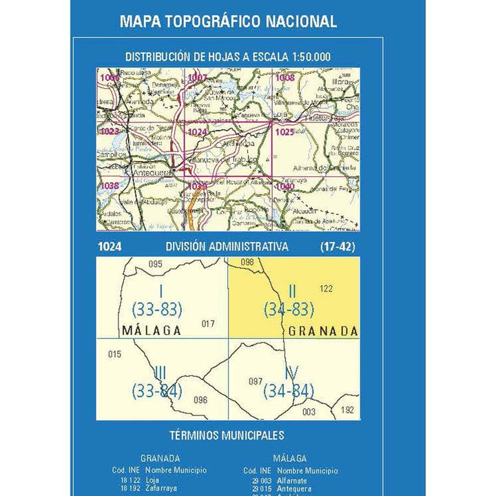 Carte topographique de l'Espagne n° 1024.2 - Estación de Salinas | CNIG - 1/25 000 carte de randonnée CNIG 
