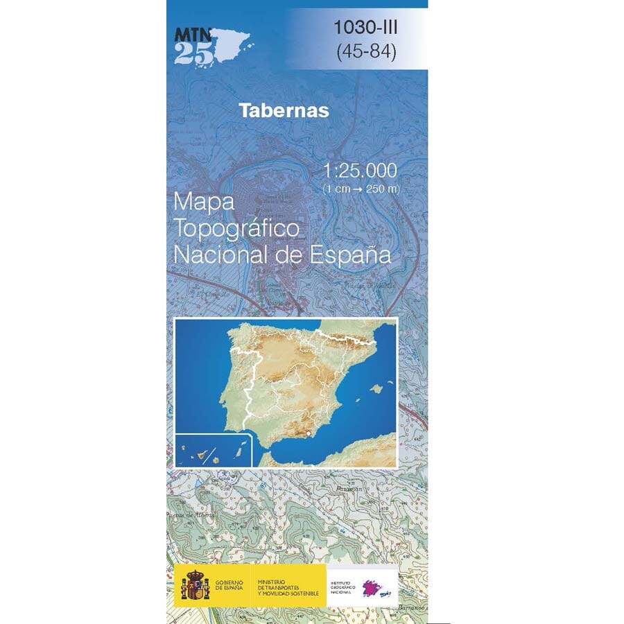 Carte topographique de l'Espagne n° 1030.3 - Tabernas | CNIG - 1/25 000 carte pliée CNIG 