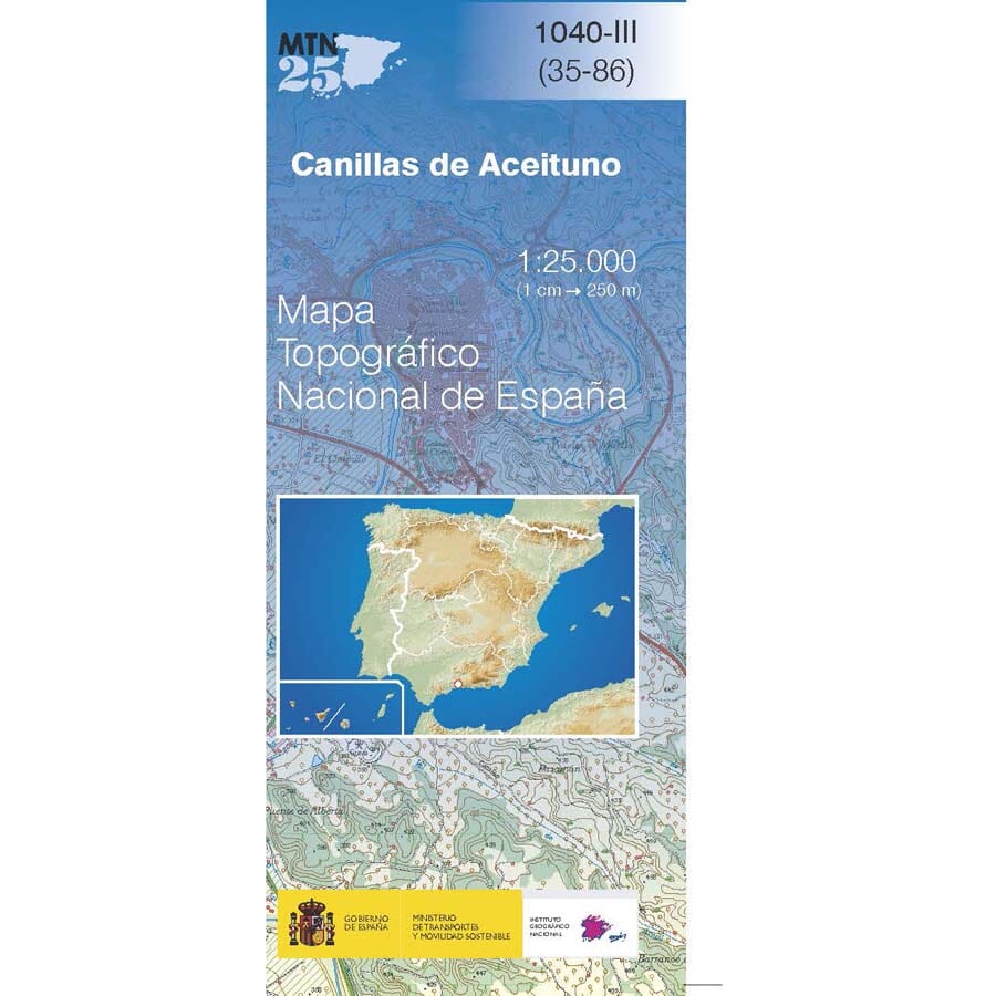 Carte topographique de l'Espagne n° 1040.3 - Canillas de Aceituno | CNIG - 1/25 000 carte de randonnée CNIG 