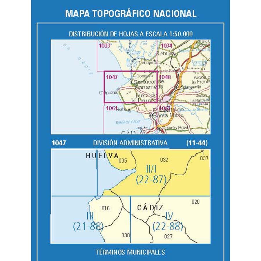 Carte topographique de l'Espagne n° 1047.2/1 - Sanlúcar de Barrameda | CNIG - 1/25 000 carte pliée CNIG 