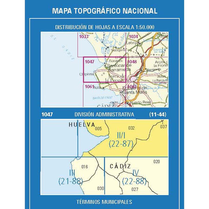 Carte topographique de l'Espagne n° 1047.2/1 - Sanlúcar de Barrameda | CNIG - 1/25 000 carte pliée CNIG 