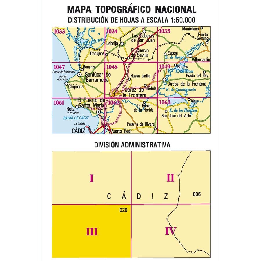 Carte topographique de l'Espagne n° 1048.3 - Jerez de la Frontera | CNIG - 1/25 000 carte pliée CNIG 