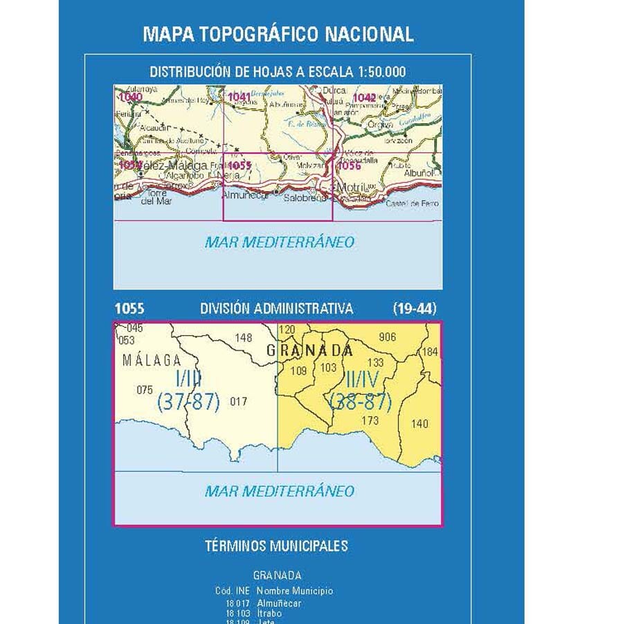 Carte topographique de l'Espagne n° 1055.2 & 1055.4 - Motril | CNIG - 1/25 000 carte pliée CNIG 
