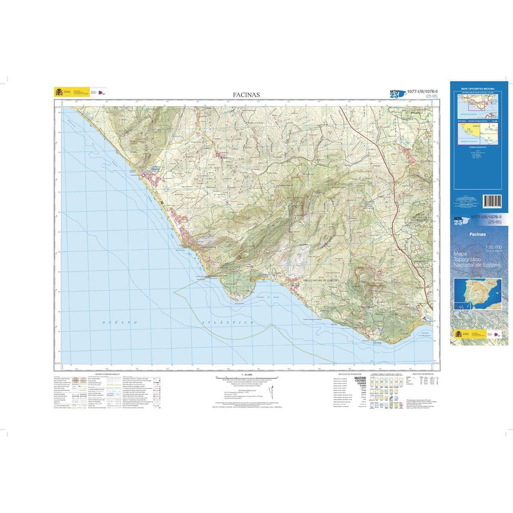 Carte topographique de l'Espagne n° 1077.1 & 1077.3 & 1076.2 - Facinas | CNIG - 1/25 000 carte pliée CNIG 