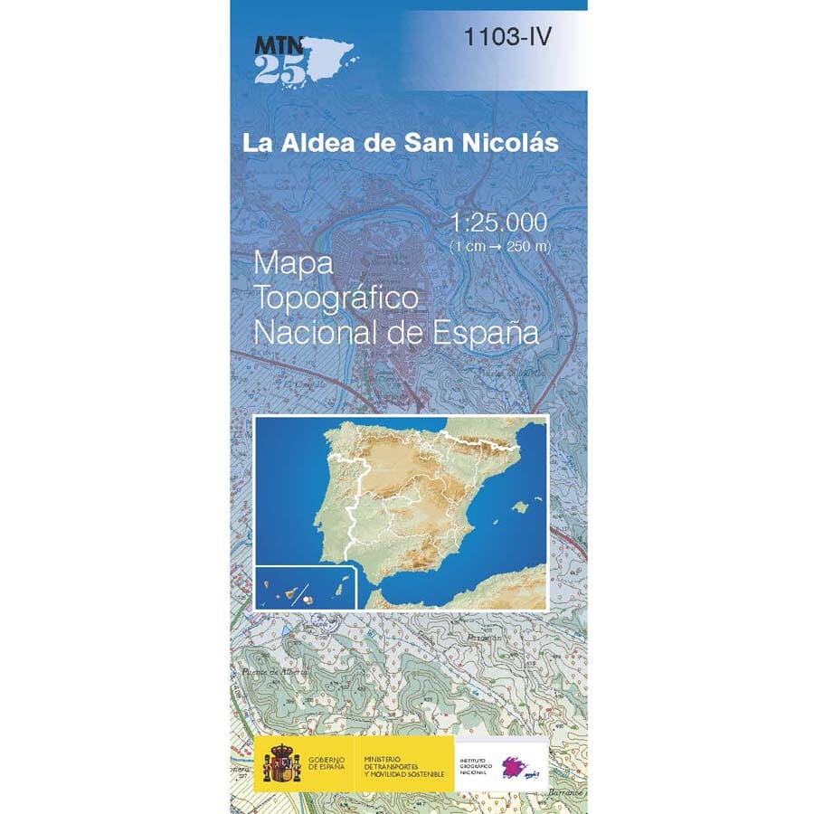 Carte topographique de l'Espagne n° 1103.4 - La Aldea de San Nicolás (Gran Canaria) | CNIG - 1/25 000 carte pliée CNIG 