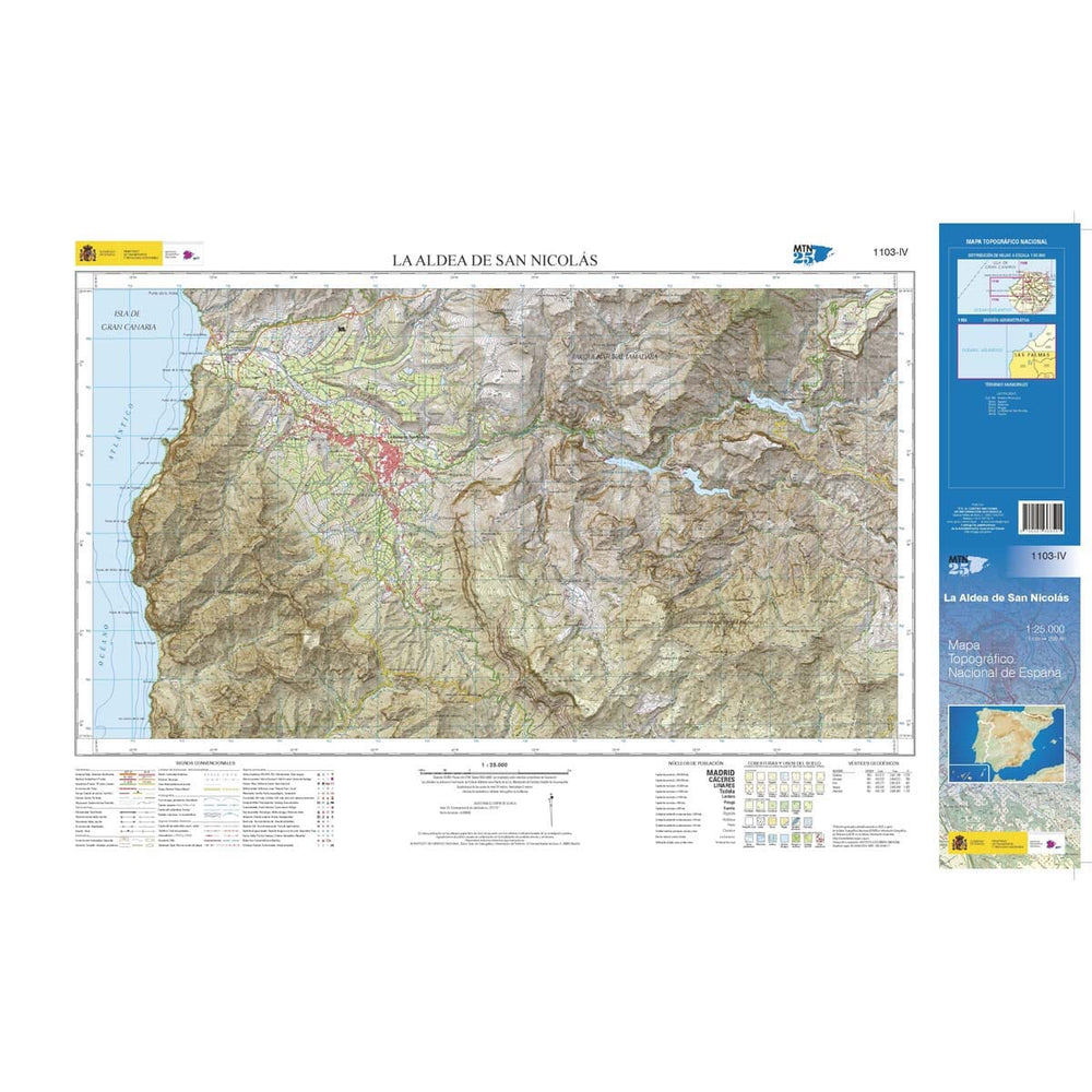 Carte topographique de l'Espagne n° 1103.4 - La Aldea de San Nicolás (Gran Canaria) | CNIG - 1/25 000 carte pliée CNIG 