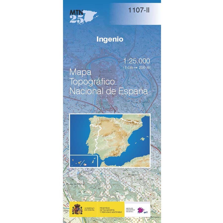 Carte topographique de l'Espagne n° 1107.2 - Ingenio (Gran Canaria) | CNIG - 1/25 000 carte pliée CNIG 