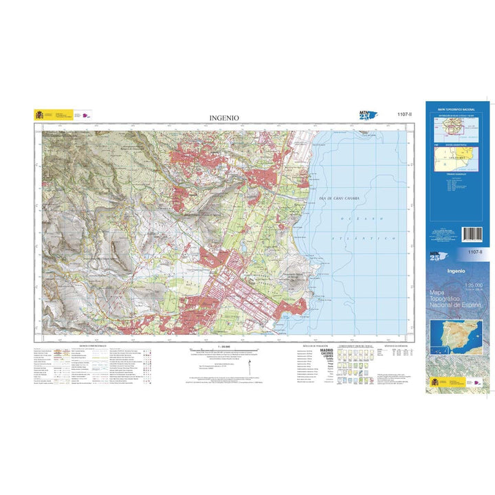 Carte topographique de l'Espagne n° 1107.2 - Ingenio (Gran Canaria) | CNIG - 1/25 000 carte pliée CNIG 