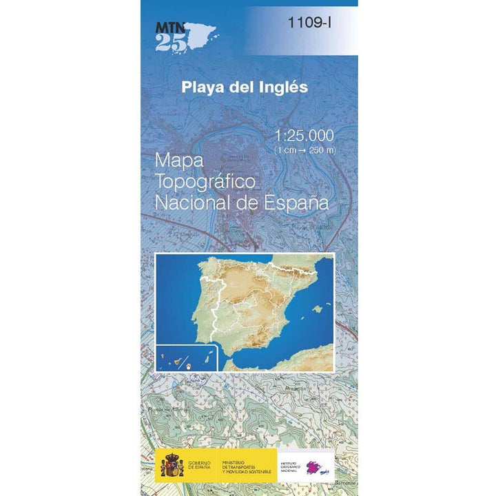 Carte topographique de l'Espagne n° 1109.1 - Playa del Inglés (Gran Canaria) | CNIG - 1/25 000 carte pliée CNIG 