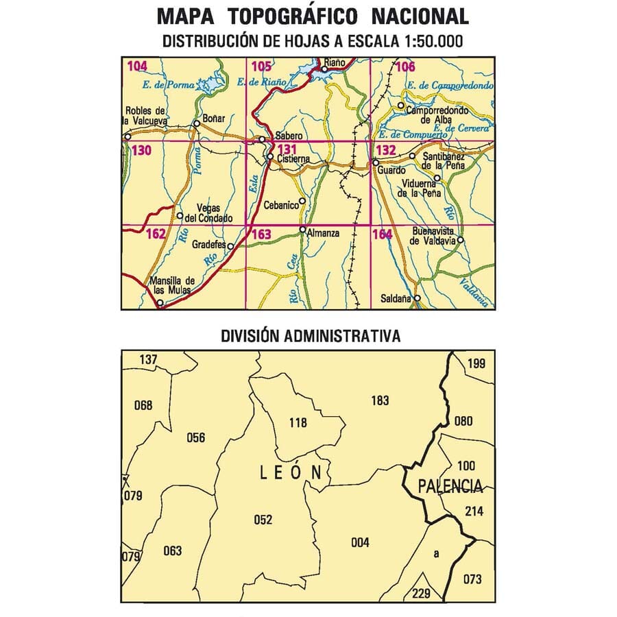 Carte topographique de l'Espagne n° 131 - Cistierna | CNIG - 1/50 000 carte pliée CNIG 