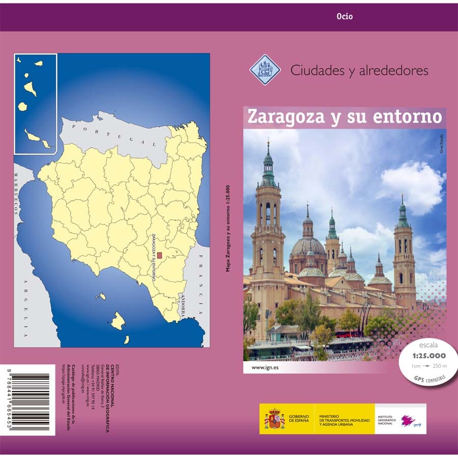Carte topographique de l'Espagne n° S-ZAR - Zaragoza y su entorno especial | CNIG - 1/25 000 carte pliée CNIG 