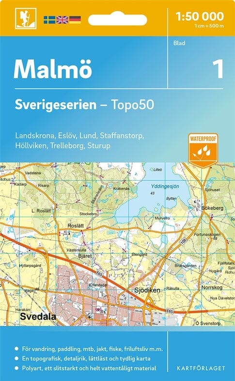 Carte topographique n° 01 - Malmö (Suède) | Norstedts - Sverigeserien carte pliée Norstedts 