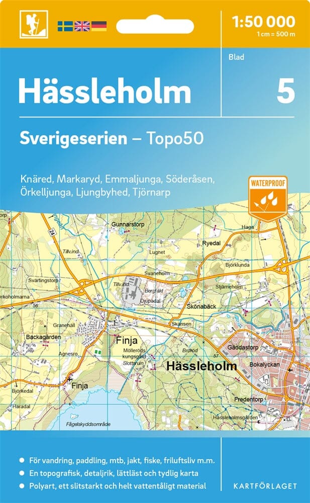 Carte topographique n° 05 - Hässleholm (Suède) | Norstedts - Sverigeserien carte pliée Norstedts 