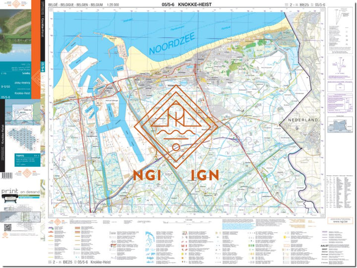 Carte topographique n° 05/5-6 - Knokke-Heist (Belgique) | NGI topo 25 carte pliée IGN Belgique 