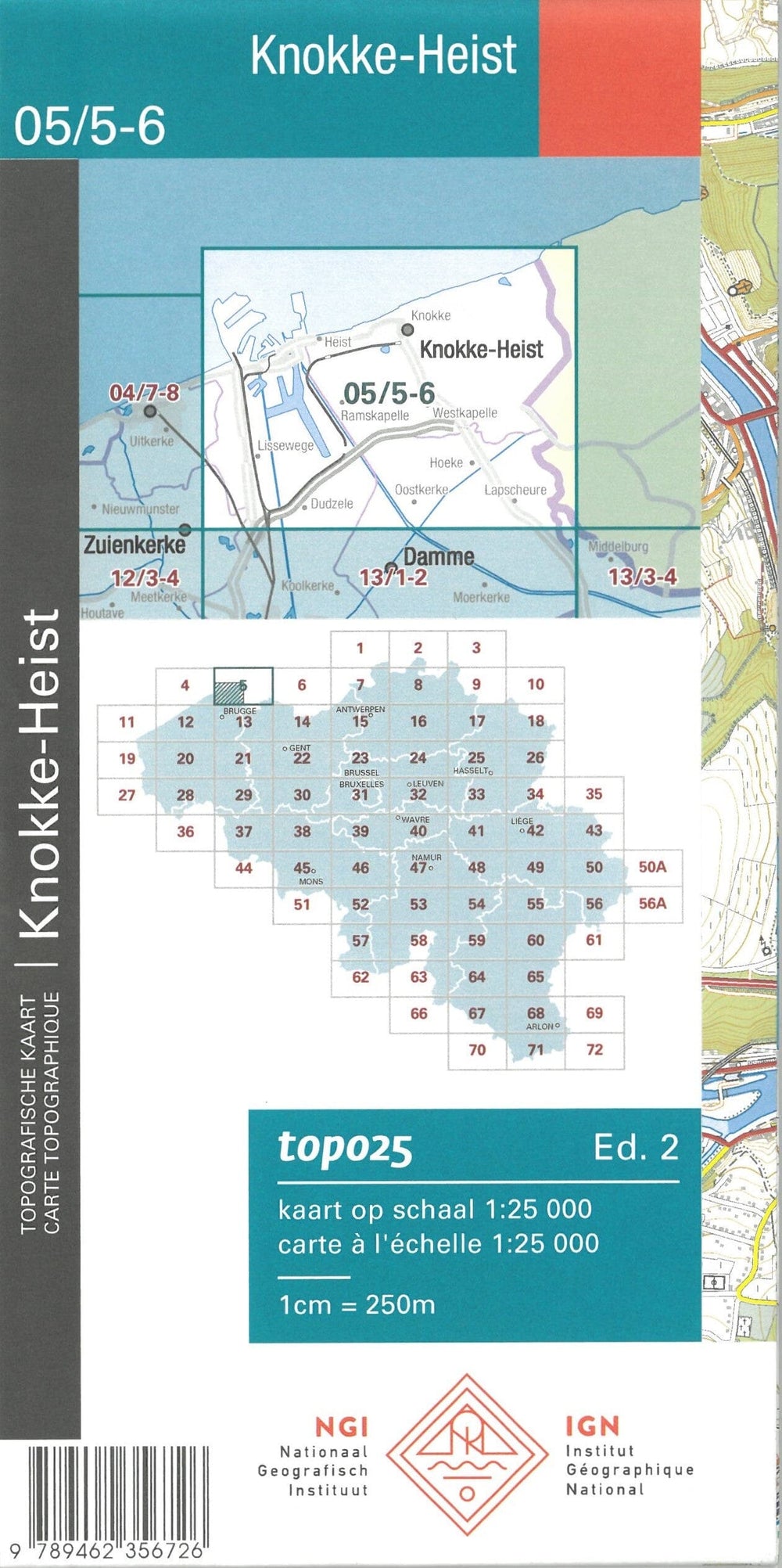 Carte topographique n° 05/5-6 - Knokke-Heist (Belgique) | NGI topo 25 (Copy) carte pliée IGN Belgique 