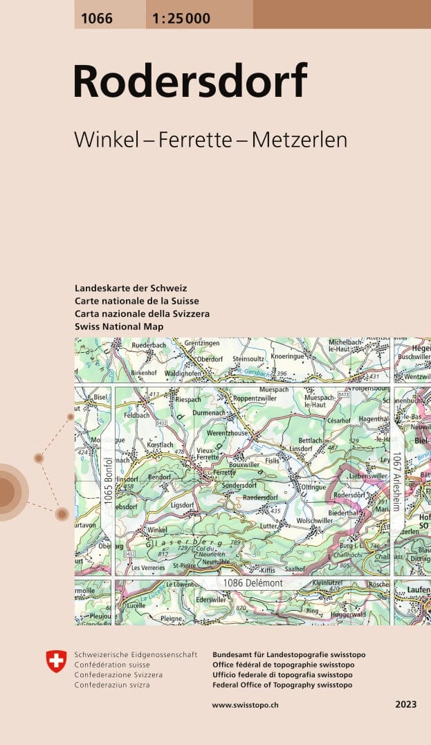 Carte topographique n° 1066 - Rodersdorf (Suisse) | Swisstopo - 1/25 000 carte pliée Swisstopo 