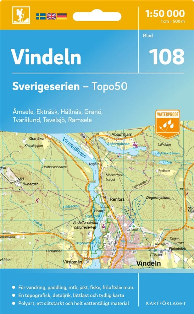 Carte topographique n° 108 - Vindeln (Suède) | Norstedts - Sverigeserien carte pliée Norstedts 
