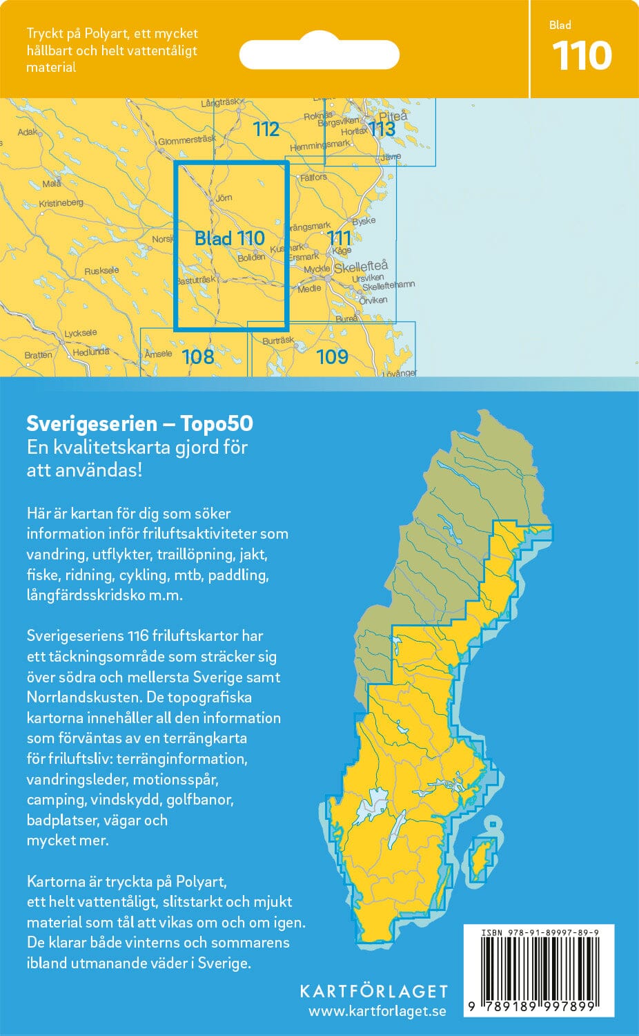 Carte topographique n° 110 - Boliden (Suède) | Norstedts - Sverigeserien carte pliée Norstedts 