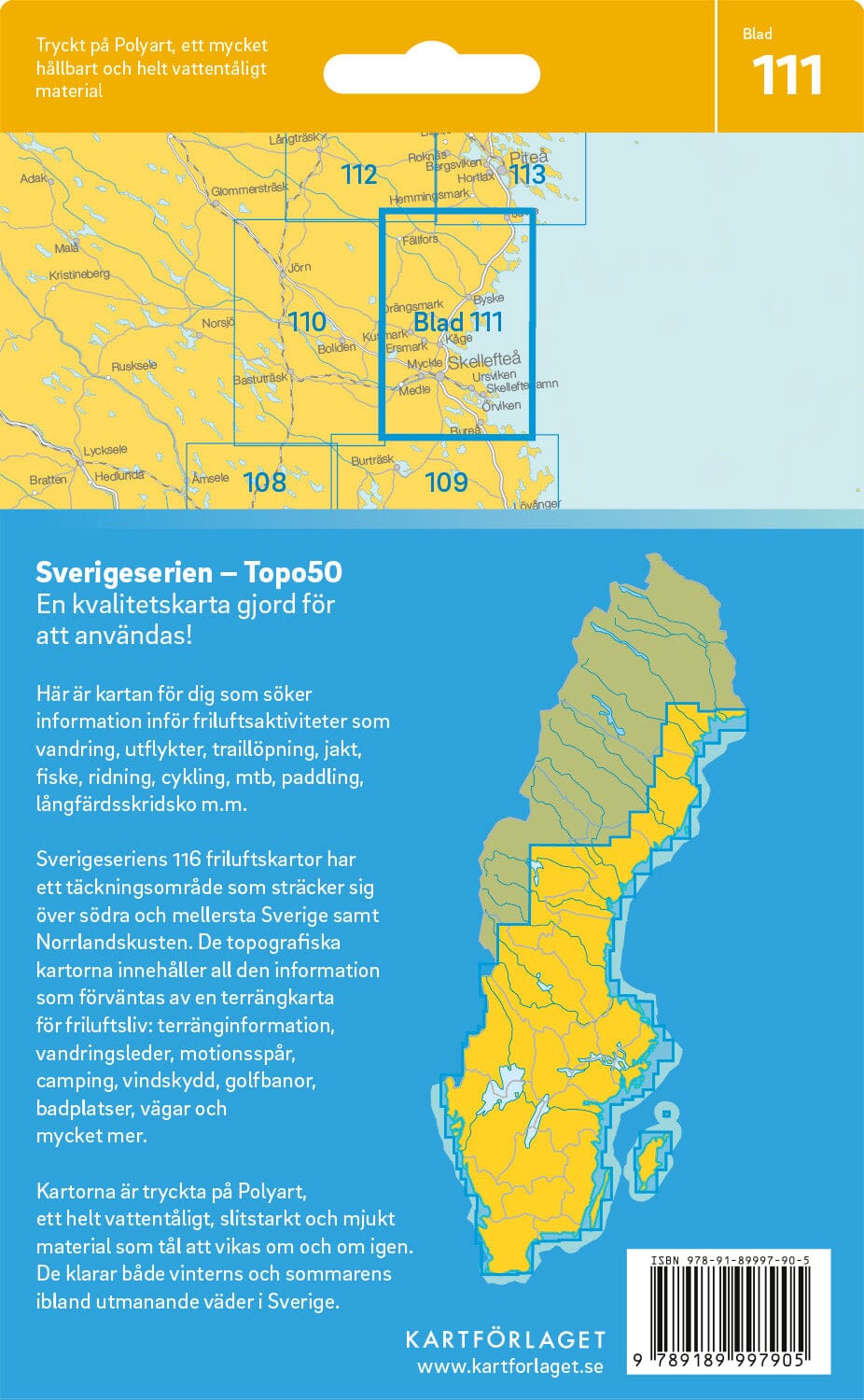 Carte topographique n° 111 - Skellefteå (Suède) | Norstedts - Sverigeserien carte pliée Norstedts 