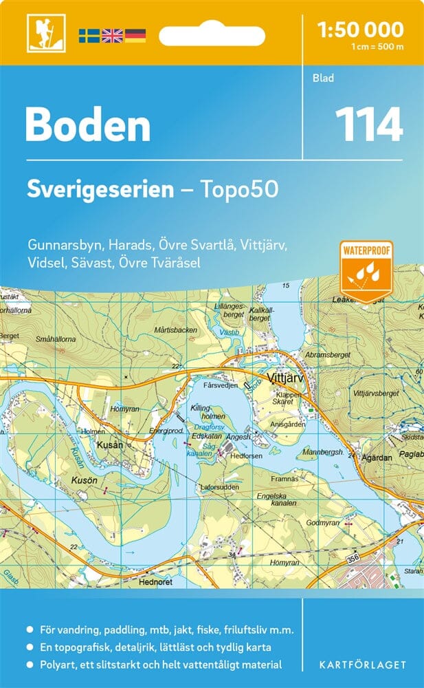 Carte topographique n° 114 - Boden (Suède) | Norstedts - Sverigeserien carte pliée Norstedts 