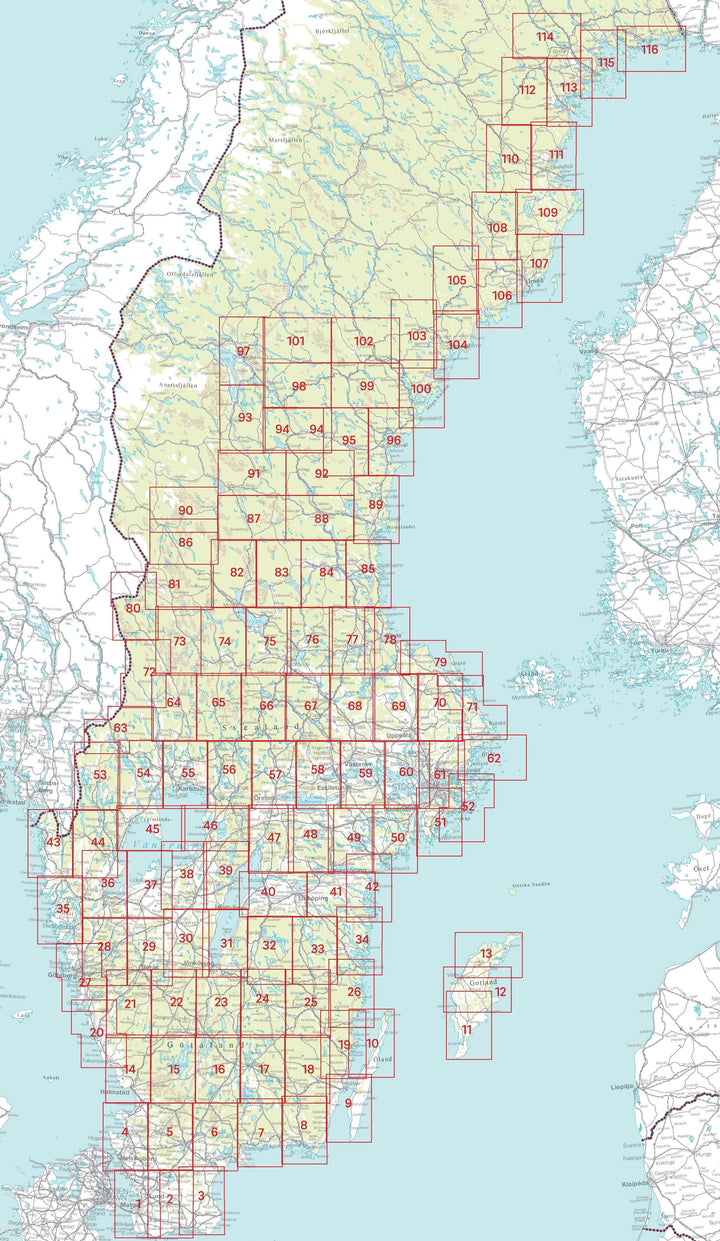 Carte topographique n° 114 - Boden (Suède) | Norstedts - Sverigeserien carte pliée Norstedts 