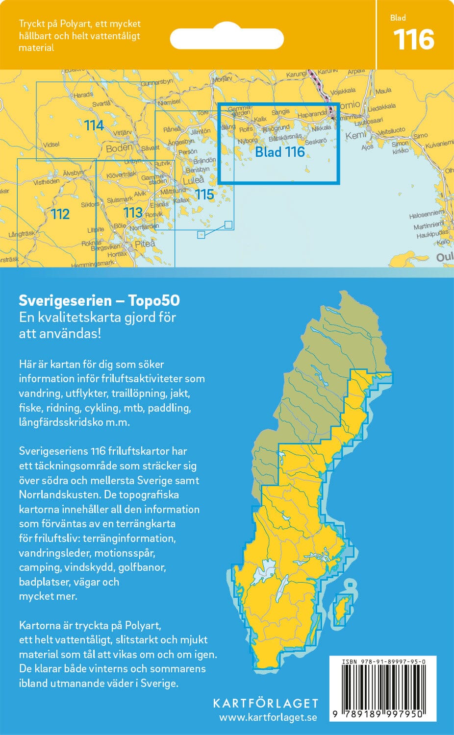 Carte topographique n° 116 - Kalix (Suède) | Norstedts - Sverigeserien carte pliée Norstedts 