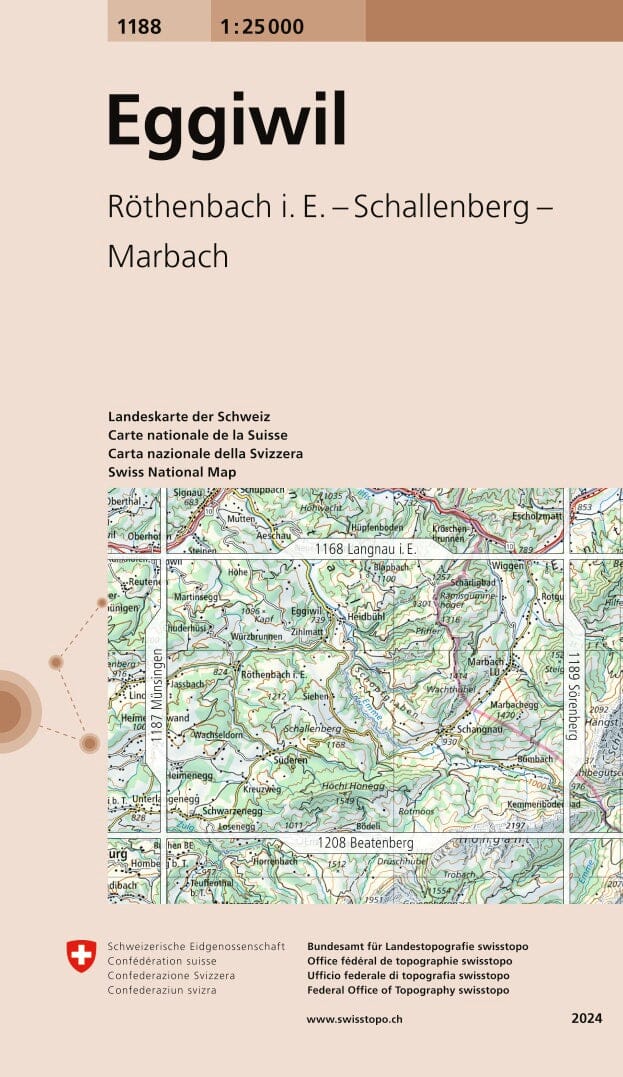 Carte topographique n° 1188 - Eggiwil (Suisse) | Swisstopo - 1/25 000 carte pliée Swisstopo 