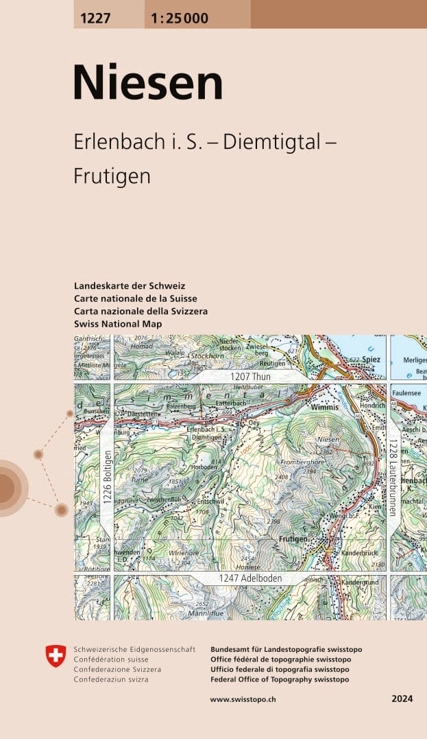 Carte topographique n° 1227 - Niesen (Suisse) | Swisstopo - 1/25 000 carte pliée Swisstopo 