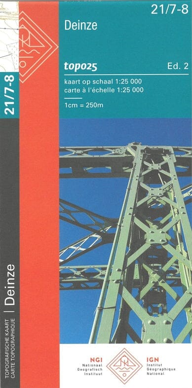 Carte topographique n° 21/7-8 - Deinze (Belgique) | NGI topo 25 carte pliée IGN Belgique 