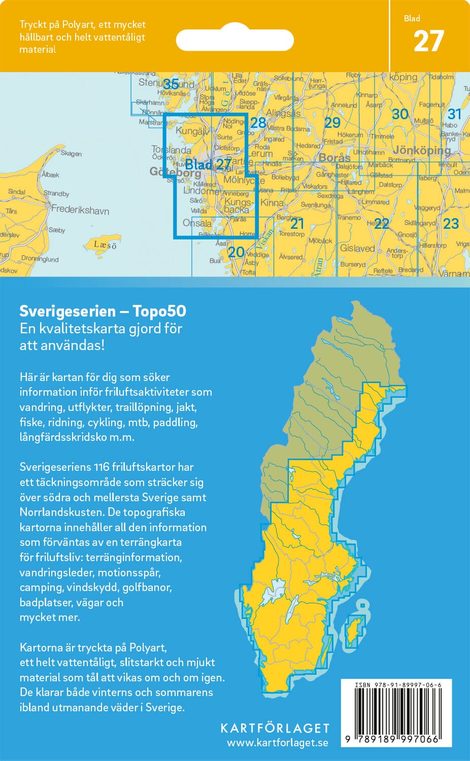 Carte topographique n° 27 - Göteborg (Suède) | Norstedts - Sverigeserien carte pliée Norstedts 