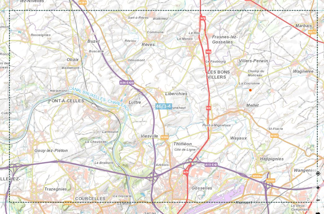 Carte topographique n° 46/3-4 - Pont-à-Celles (Belgique) | NGI topo 25 carte pliée IGN Belgique 