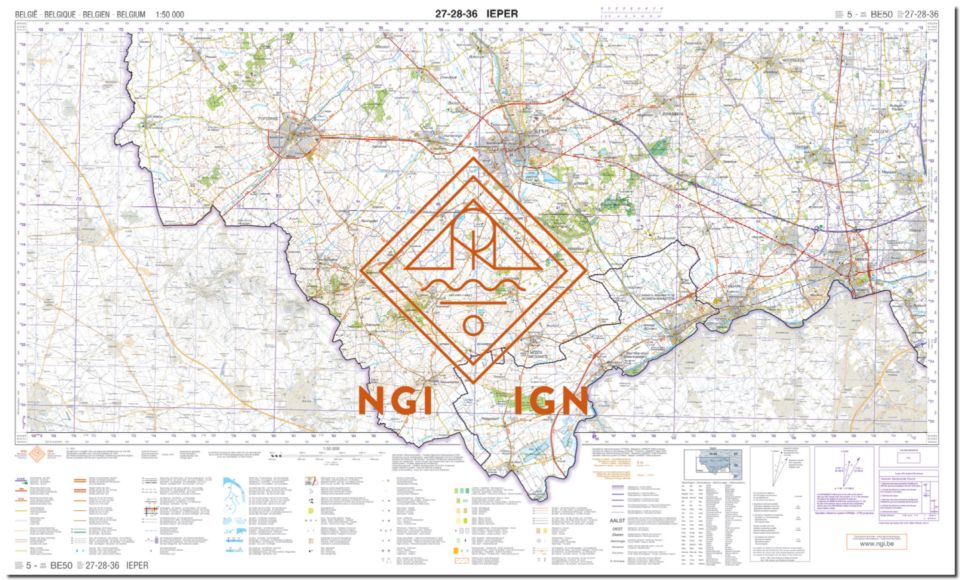 Carte topographique n° 51 - Quévy (Belgique) | NGI - 1/50 000 carte pliée IGN Belgique 