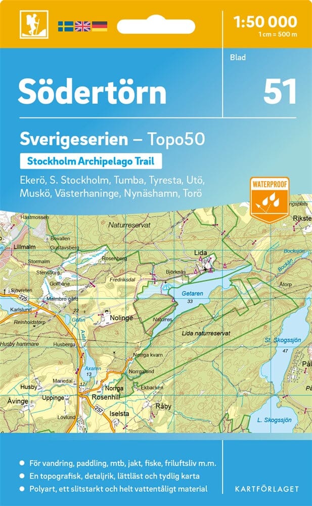 Carte topographique n° 51 - Södertörn (Suède) | Norstedts - Sverigeserien carte pliée Norstedts 