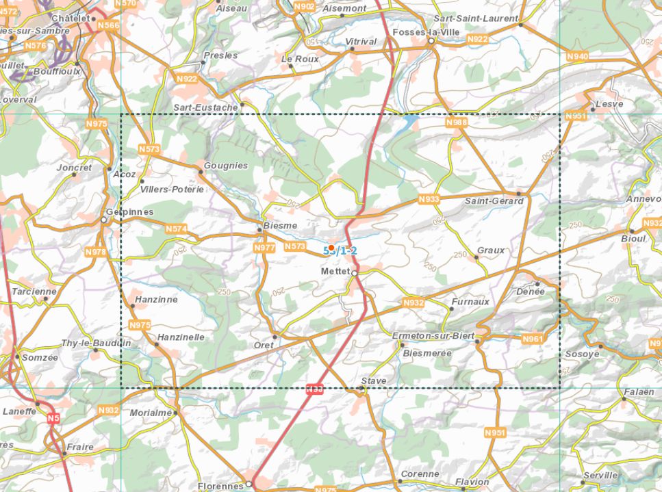 Carte topographique n° 53/5-6 - Philippeville (Belgique) | NGI topo 25 carte pliée IGN Belgique 