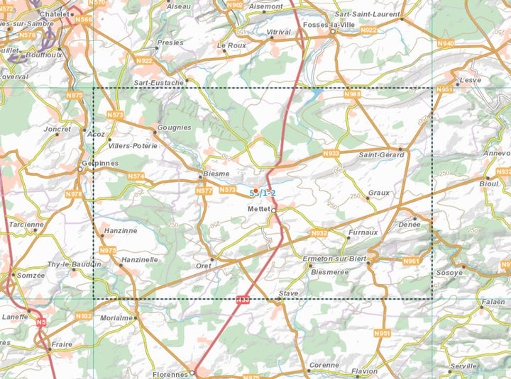 Carte topographique n° 53/5-6 - Philippeville (Belgique) | NGI topo 25 carte pliée IGN Belgique 