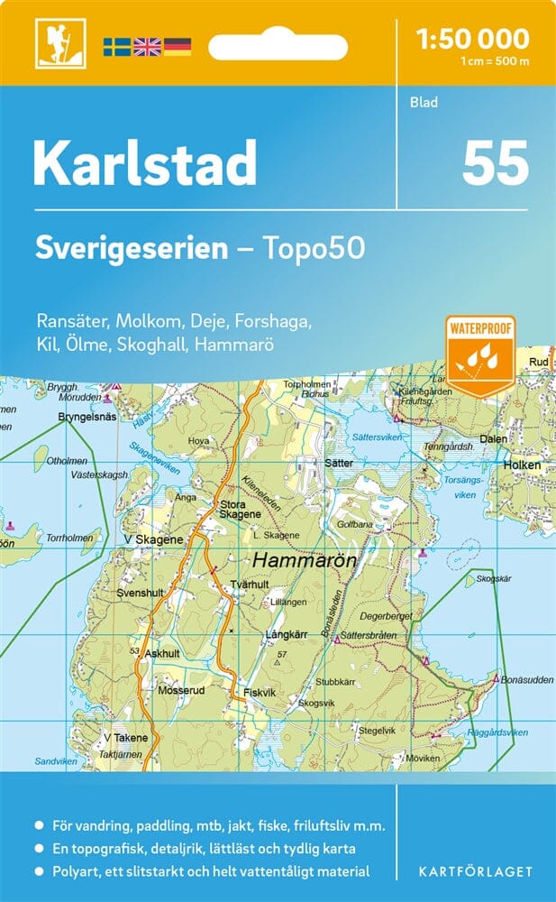 Carte topographique n° 55 - Karlstad (Suède) | Norstedts - Sverigeserien carte pliée Norstedts 