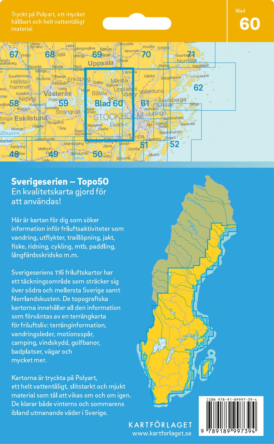 Carte topographique n° 60 - Östra Mälaren (Suède) | Norstedts - Sverigeserien carte pliée Norstedts 
