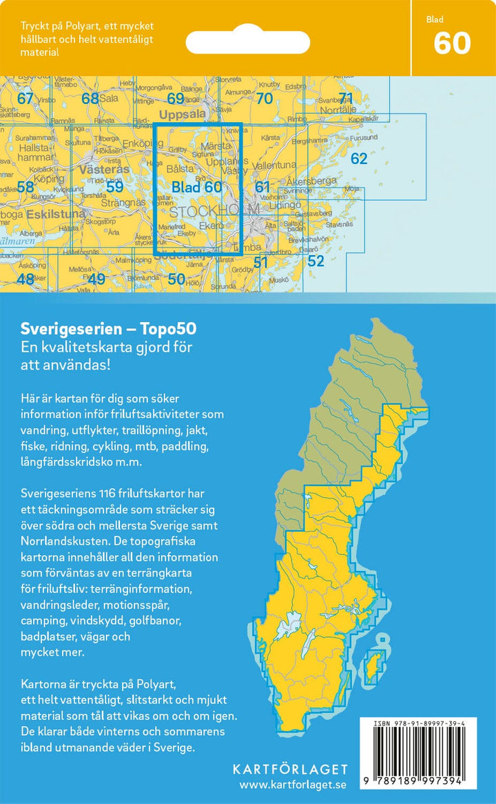 Carte topographique n° 60 - Östra Mälaren (Suède) | Norstedts - Sverigeserien carte pliée Norstedts 