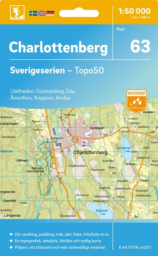 Carte topographique n° 63 - Charlottenberg (Suède) | Norstedts - Sverigeserien carte pliée Norstedts 