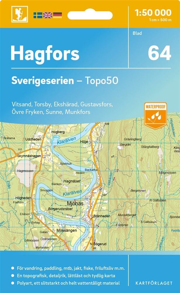 Carte topographique n° 64 - Hagfors (Suède) | Norstedts - Sverigeserien carte pliée Norstedts 