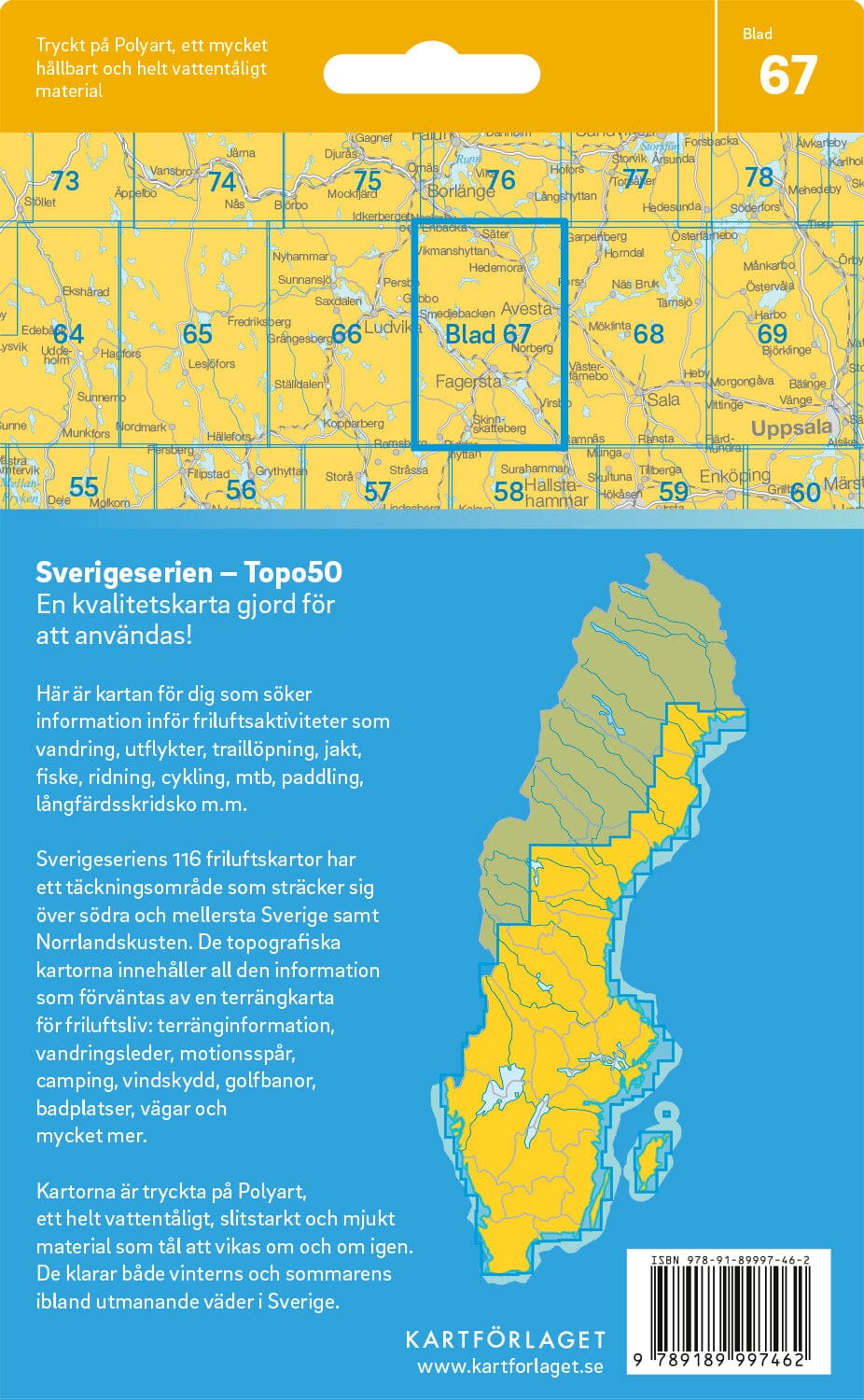 Carte topographique n° 67 - Fagersta (Suède) | Norstedts - Sverigeserien carte pliée Norstedts 