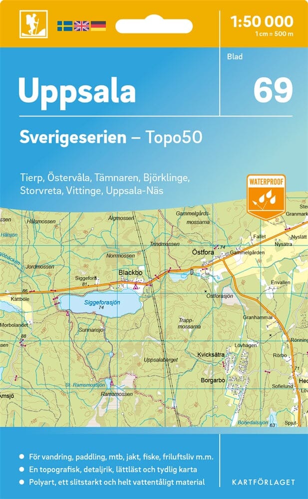 Carte topographique n° 69 - Uppsala (Suède) | Norstedts - Sverigeserien carte pliée Norstedts 
