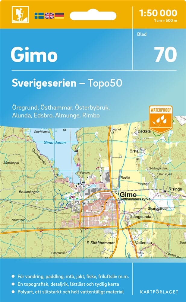 Carte topographique n° 70 - Gimo (Suède) | Norstedts - Sverigeserien carte pliée Norstedts 