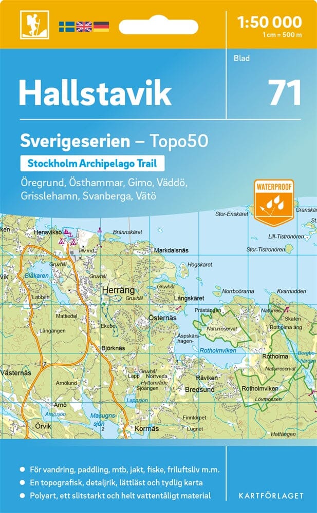 Carte topographique n° 71 - Hallstavik (Suède) | Norstedts - Sverigeserien carte pliée Norstedts 