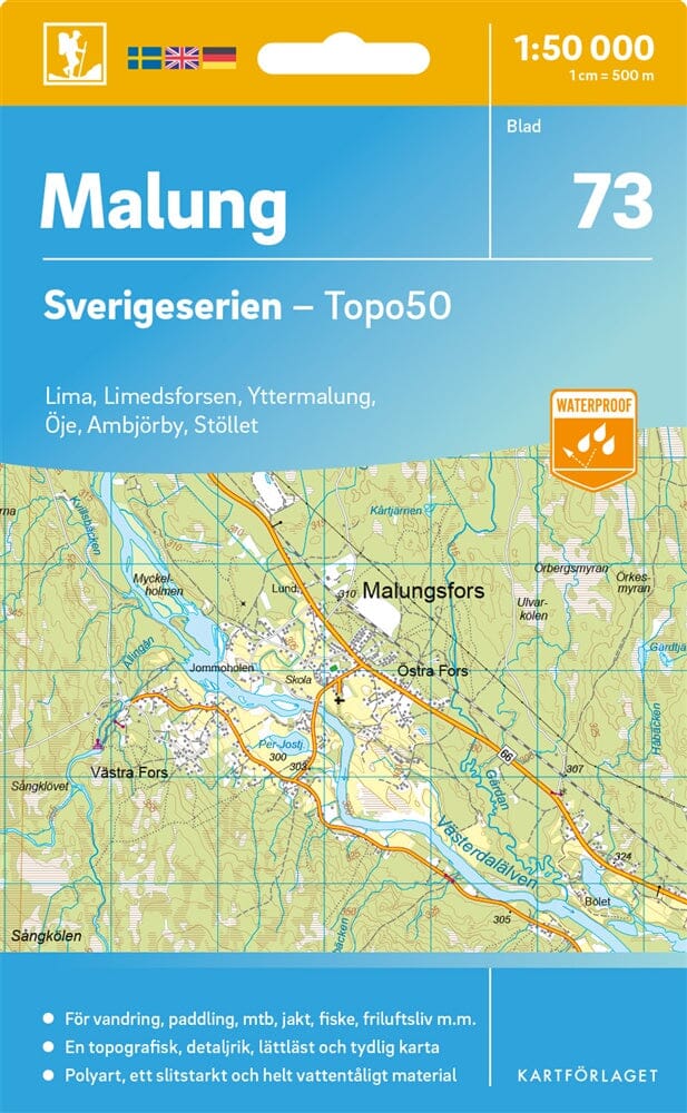 Carte topographique n° 73 - Malung (Suède) | Norstedts - Sverigeserien carte pliée Norstedts 