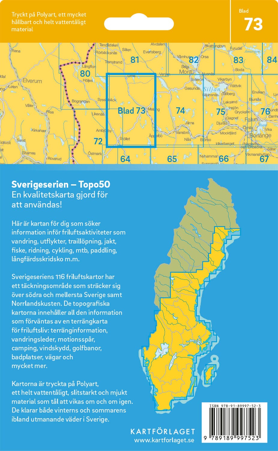 Carte topographique n° 73 - Malung (Suède) | Norstedts - Sverigeserien carte pliée Norstedts 