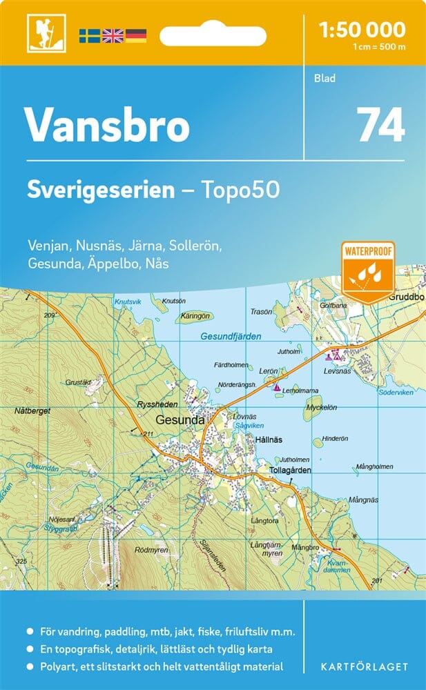 Carte topographique n° 74 - Vansbro (Suède) | Norstedts - Sverigeserien carte pliée Norstedts 