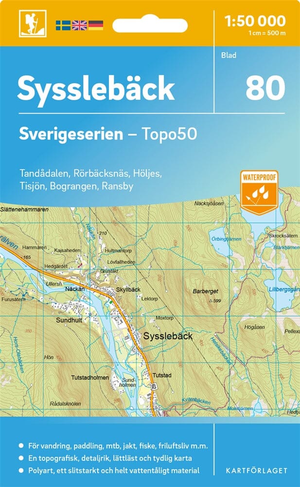 Carte topographique n° 80 - Sysslebäck (Suède) | Norstedts - Sverigeserien carte pliée Norstedts 