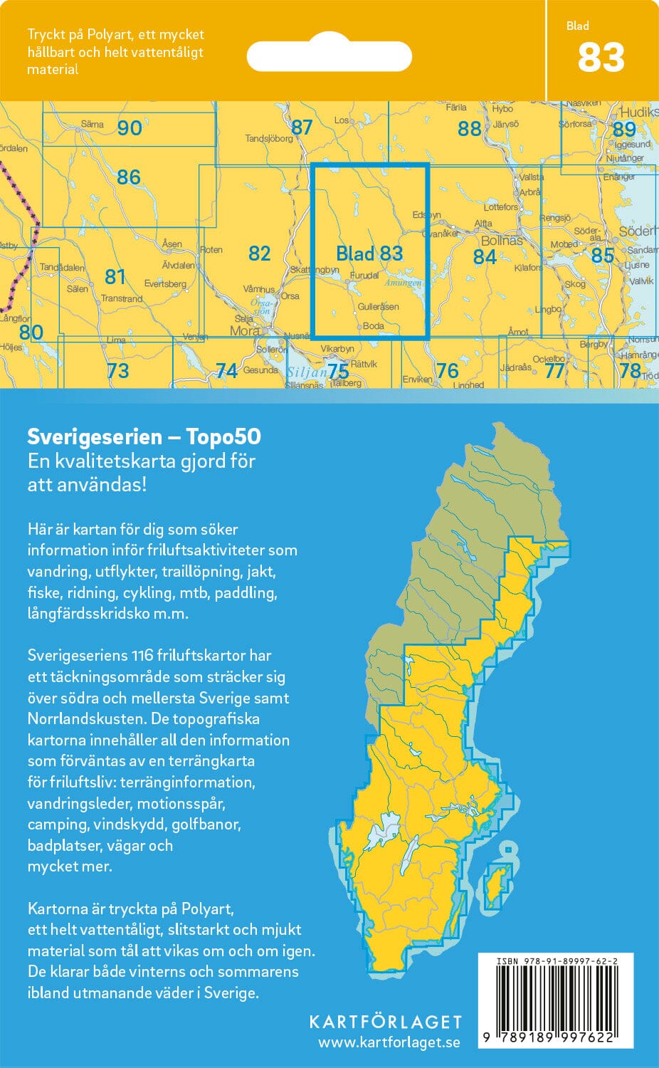 Carte topographique n° 83 - Furudal (Suède) | Norstedts - Sverigeserien carte pliée Norstedts 